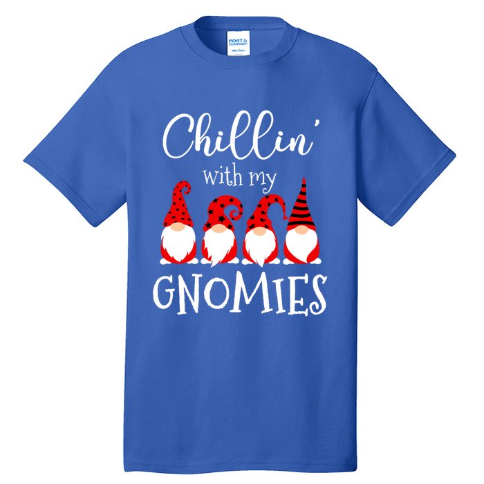 Chillin With My Gnomies Christmas Gnome Holiday Costume Funny Gift Tall T-Shirt