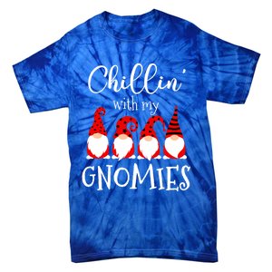 Chillin With My Gnomies Christmas Gnome Holiday Costume Funny Gift Tie-Dye T-Shirt