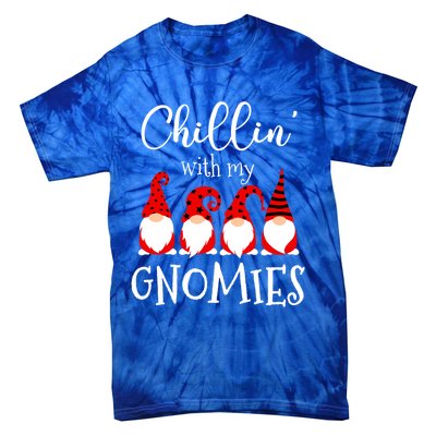 Chillin With My Gnomies Christmas Gnome Holiday Costume Funny Gift Tie-Dye T-Shirt