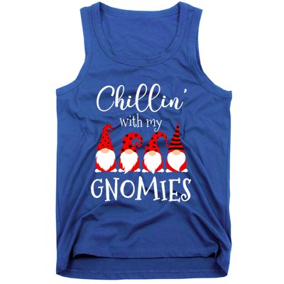 Chillin With My Gnomies Christmas Gnome Holiday Costume Funny Gift Tank Top