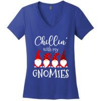 Chillin With My Gnomies Christmas Gnome Holiday Costume Funny Gift Women's V-Neck T-Shirt