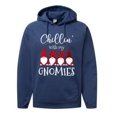 Chillin With My Gnomies Christmas Gnome Holiday Costume Funny Gift Performance Fleece Hoodie