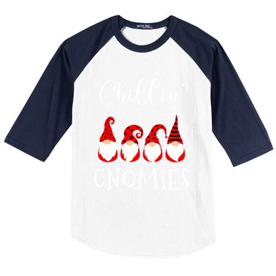 Chillin With My Gnomies Christmas Gnome Holiday Costume Funny Gift Baseball Sleeve Shirt