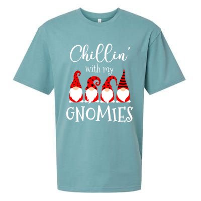 Chillin With My Gnomies Christmas Gnome Holiday Costume Funny Gift Sueded Cloud Jersey T-Shirt