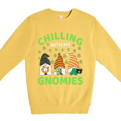 Chilling With My Gnomies St Patricks Day Gnome Shamrock Premium Crewneck Sweatshirt