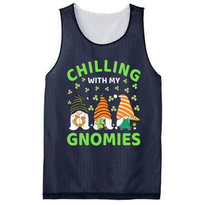 Chilling With My Gnomies St Patricks Day Gnome Shamrock Mesh Reversible Basketball Jersey Tank