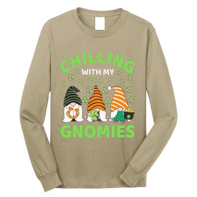 Chilling With My Gnomies St Patricks Day Gnome Shamrock Long Sleeve Shirt