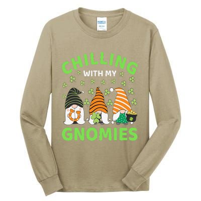 Chilling With My Gnomies St Patricks Day Gnome Shamrock Tall Long Sleeve T-Shirt