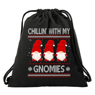 Chillin With My Gnomies Ugly Christmas Drawstring Bag