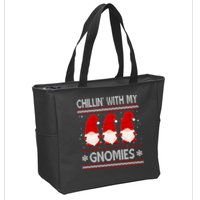 Chillin With My Gnomies Ugly Christmas Zip Tote Bag