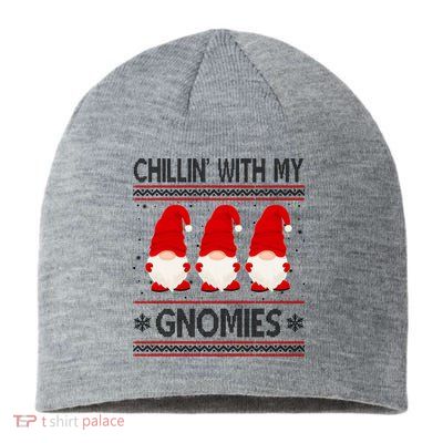 Chillin With My Gnomies Ugly Christmas Sustainable Beanie