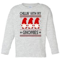 Chillin With My Gnomies Ugly Christmas Toddler Long Sleeve Shirt