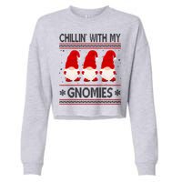 Chillin With My Gnomies Ugly Christmas Cropped Pullover Crew