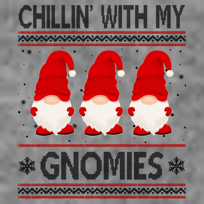 Chillin With My Gnomies Ugly Christmas Cropped Pullover Crew