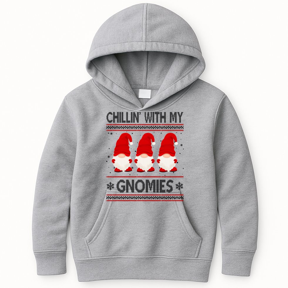Chillin With My Gnomies Ugly Christmas Kids Hoodie