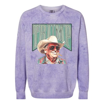 Cowboy Western Make America Great Trump Daddy Colorblast Crewneck Sweatshirt