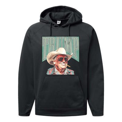 Cowboy Western Make America Great Trump Daddy Performance Fleece Hoodie