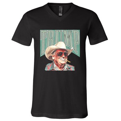 Cowboy Western Make America Great Trump Daddy V-Neck T-Shirt