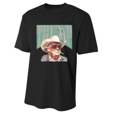 Cowboy Western Make America Great Trump Daddy Performance Sprint T-Shirt