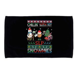 Chillin With My Snowmies Speech Therapist Ugly Xmas Gift Microfiber Hand Towel