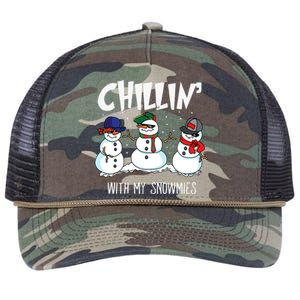 Chillin With My Snowmies Hiphop Christmas Meaningful Gift Retro Rope Trucker Hat Cap