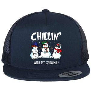 Chillin With My Snowmies Hiphop Christmas Meaningful Gift Flat Bill Trucker Hat