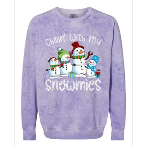 Chillin With My Snowmies Ugly Snowman Christmas Colorblast Crewneck Sweatshirt