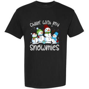 Chillin With My Snowmies Ugly Snowman Christmas Garment-Dyed Heavyweight T-Shirt