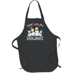 Chillin With My Snowmies Ugly Snowman Christmas Full-Length Apron With Pockets