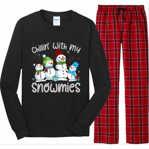 Chillin With My Snowmies Ugly Snowman Christmas Long Sleeve Pajama Set