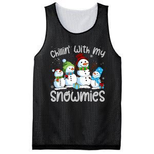 Chillin With My Snowmies Ugly Snowman Christmas Mesh Reversible Basketball Jersey Tank