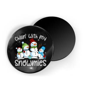 Chillin With My Snowmies Ugly Snowman Christmas Magnet