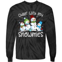 Chillin With My Snowmies Ugly Snowman Christmas Tie-Dye Long Sleeve Shirt