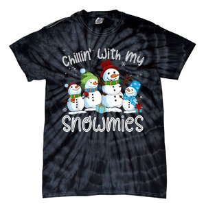 Chillin With My Snowmies Ugly Snowman Christmas Tie-Dye T-Shirt