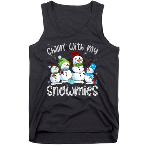 Chillin With My Snowmies Ugly Snowman Christmas Tank Top