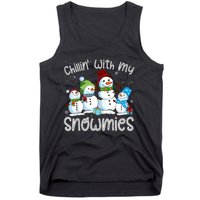 Chillin With My Snowmies Ugly Snowman Christmas Tank Top