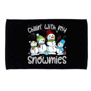 Chillin With My Snowmies Ugly Snowman Christmas Microfiber Hand Towel