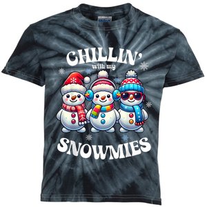 Chillin With My Snowmies Funny Snowman Christmas Kids Tie-Dye T-Shirt