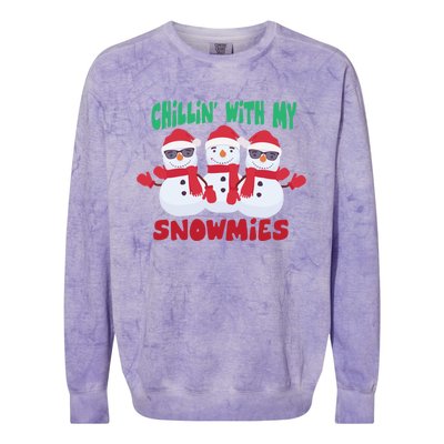 Chillin With My Snowmies Gift Colorblast Crewneck Sweatshirt