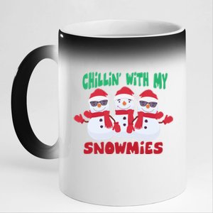 Chillin With My Snowmies Gift 11oz Black Color Changing Mug