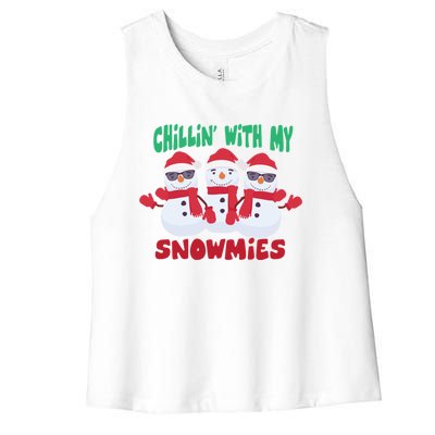 Chillin With My Snowmies Gift Women's Racerback Cropped Tank