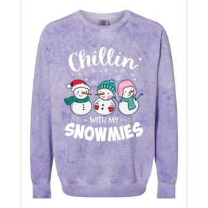 Chillin With My Snowmie Christmas Snow Teacher Snow Cool Gift Colorblast Crewneck Sweatshirt