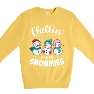 Chillin With My Snowmie Christmas Snow Teacher Snow Cool Gift Premium Crewneck Sweatshirt