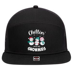 Chillin With My Snowmie Christmas Snow Teacher Snow Cool Gift 7 Panel Mesh Trucker Snapback Hat