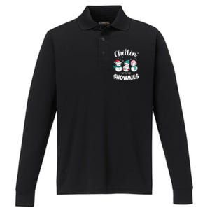 Chillin With My Snowmie Christmas Snow Teacher Snow Cool Gift Performance Long Sleeve Polo