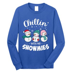 Chillin With My Snowmie Christmas Snow Teacher Snow Cool Gift Long Sleeve Shirt