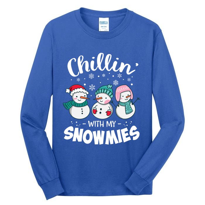 Chillin With My Snowmie Christmas Snow Teacher Snow Cool Gift Tall Long Sleeve T-Shirt