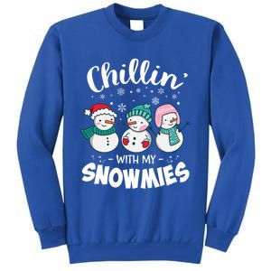 Chillin With My Snowmie Christmas Snow Teacher Snow Cool Gift Tall Sweatshirt