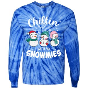 Chillin With My Snowmie Christmas Snow Teacher Snow Cool Gift Tie-Dye Long Sleeve Shirt