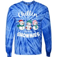 Chillin With My Snowmie Christmas Snow Teacher Snow Cool Gift Tie-Dye Long Sleeve Shirt